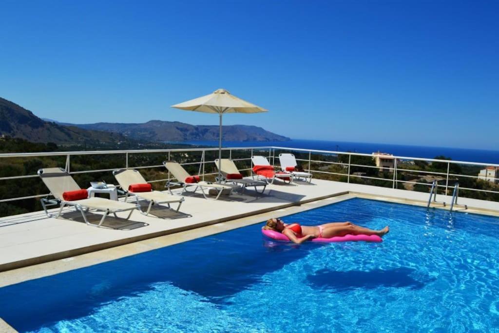 Villa Vuna - Private Pool -Sea View La Canea Esterno foto